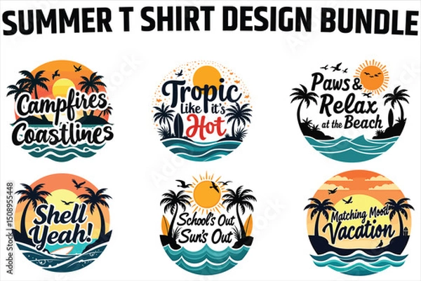 Fototapeta summer t-shirt design bundle
