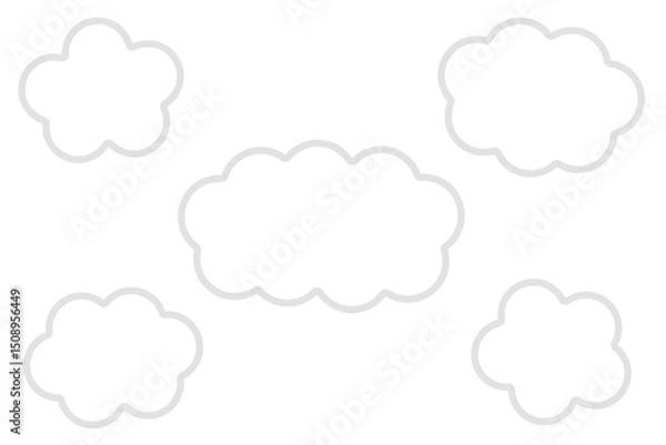 Obraz モクモクした雲形の吹き出しセットイラスト