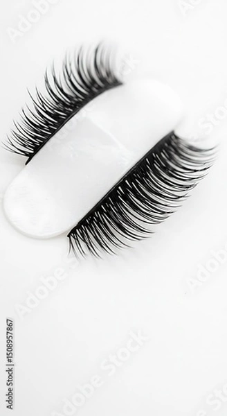 Fototapeta False eyelashes on a white holder
