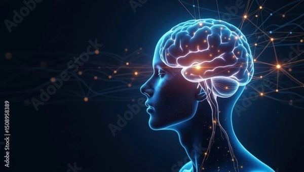 Fototapeta Glowing Brain Neural Network Concept