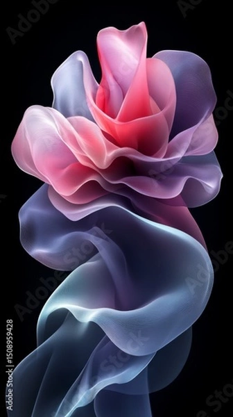 Fototapeta Abstract Pink Purple and Blue Fabric Swirls Elegant Flowing Textile Design