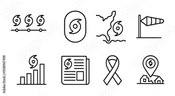 Obraz Hurricane icons set for emergency preparedness and weather awareness designs