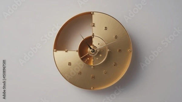 Obraz Clock featuring a gold face showcasing golden ratio market clock icon concept with clock-like interface design