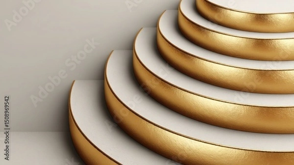 Obraz Stunning gold and white spiral staircase creating an eye-catching architectural feature with luxurious appeal and style