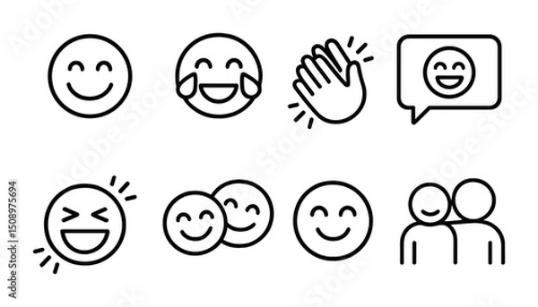 Obraz Collection of minimalist emoji icons for communication and expression design