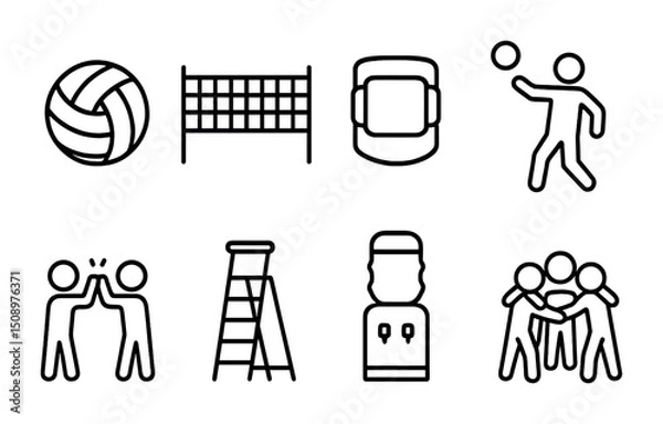 Obraz Volleyball match symbols - game, teams, and equipment icons for sports design