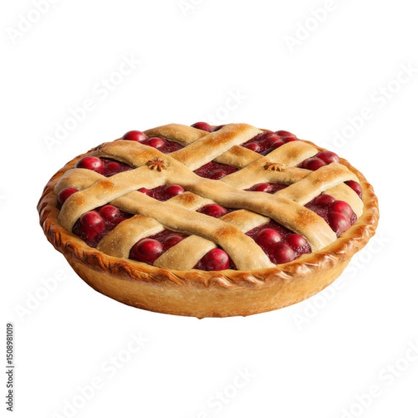 Fototapeta Festive christmas pie with transparent background delicious cherry filling holiday treat whimsical setting