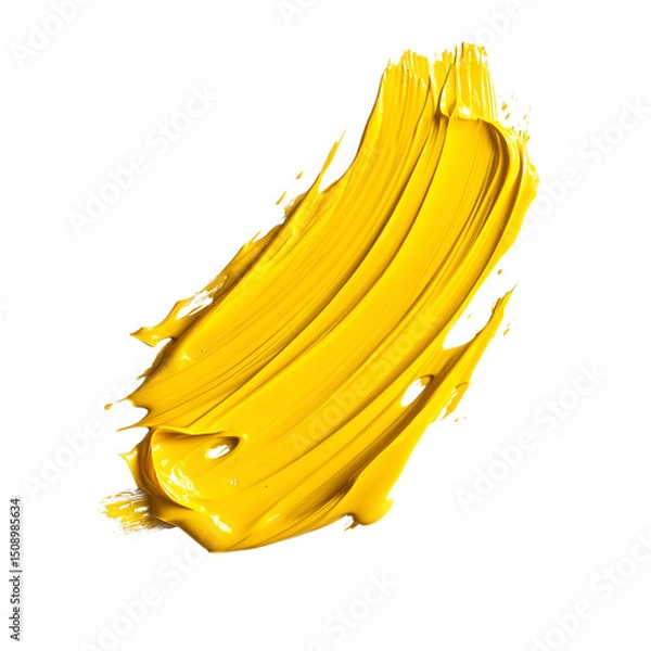 Fototapeta  yellow stroke of paint isolated on transparent background, png file