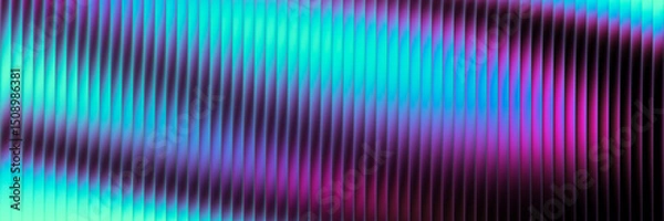Obraz Futuristic neon texture with vibrant shades of blue green gradients and bright smooth fluted vertical lines. Bold dynamic design blending smooth tones and radiant colors for modern visual art project