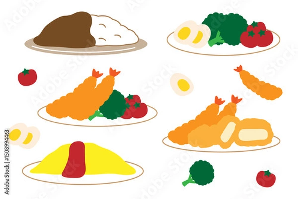 Fototapeta かわいい料理のイラストセット