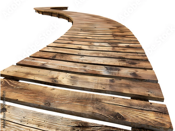 Obraz Wooden walkway curves through the darkness.