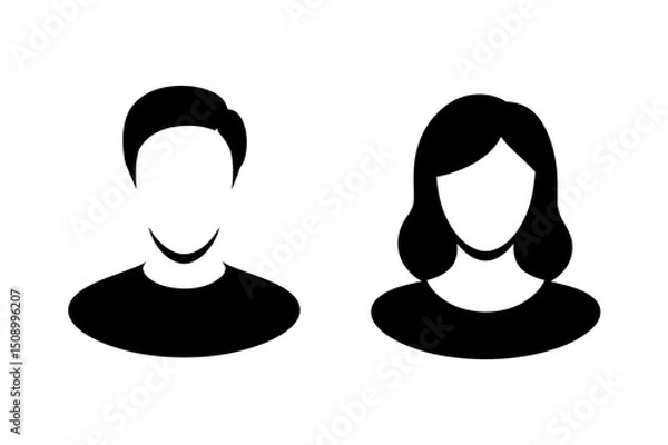 Fototapeta Man and woman avatar profile silhouettes
