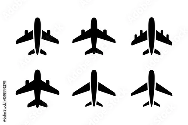 Fototapeta Collection of six airplane silhouette icons