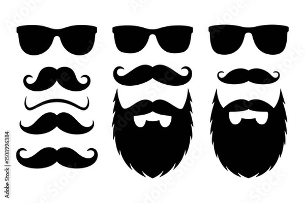 Fototapeta Assorted glasses beards and mustaches set