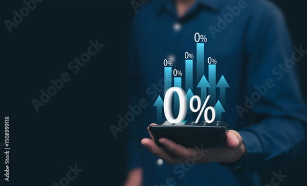 Fototapeta Zero Percent Concept, Strategic Business and Marketing Analysis, Interest Rate Deductions as a Reward, Promotions to Attract Customers, Tax Deduction Calculations, Cost-Effective Investments