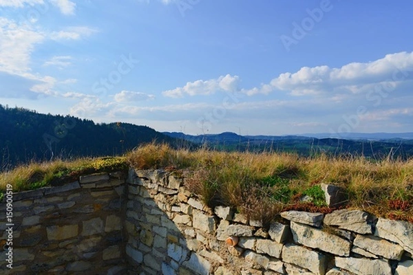 Obraz Ruins of fortification (bulwark). Medieval rampart