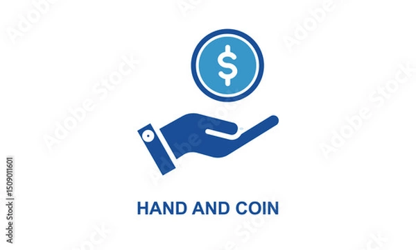 Fototapeta Hand And Coin Vector Icon Isolated On White Background