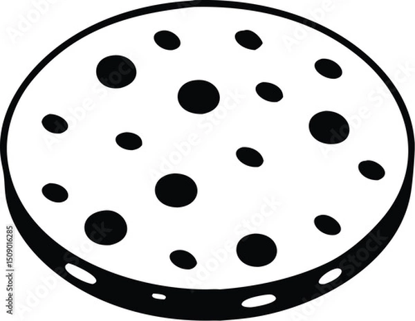 Fototapeta An outline of a cookie with chocolate chips sits on a transparent background