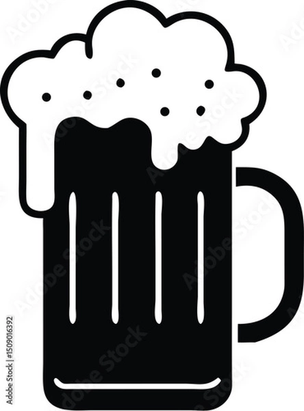 Obraz Beer mug icon depicts refreshing ale with foam against a transparent backdrop