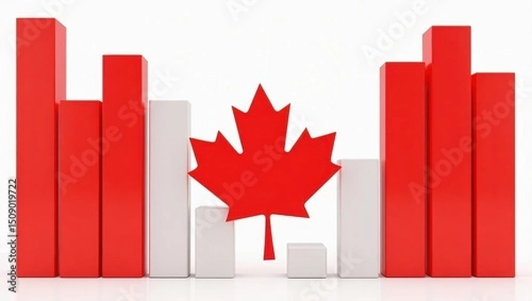 Obraz Data visualization of canadian statistics featuring red and white bar graphs informative graphic minimalist environment