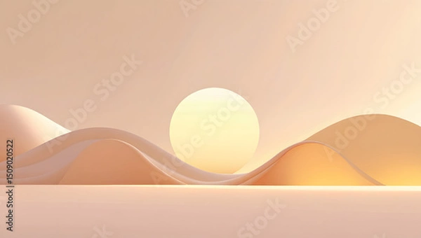 Fototapeta 4K soft ambient sunlight gradient wallpaper, warm pale colors (cream, peach, soft gold), very smooth fade, minimalist and relaxing design, gentle morning light mood, clean desktop style, high-resoluti