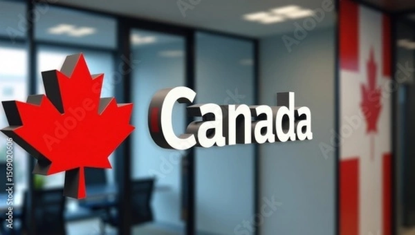 Obraz Promoting canada business meeting in modern office corporate environment professional viewpoint