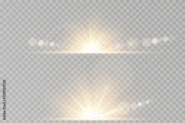 Fototapeta 	
Glowing burst explodes with sharp radiant beams. Crystal flash sparkles with white star overlay. Sun flare radiates across transparent background surface. Lens glare flickers in soft shimmering tran