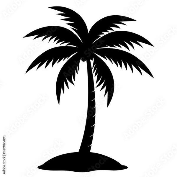 Fototapeta coconut tree on island vector on a white background.
