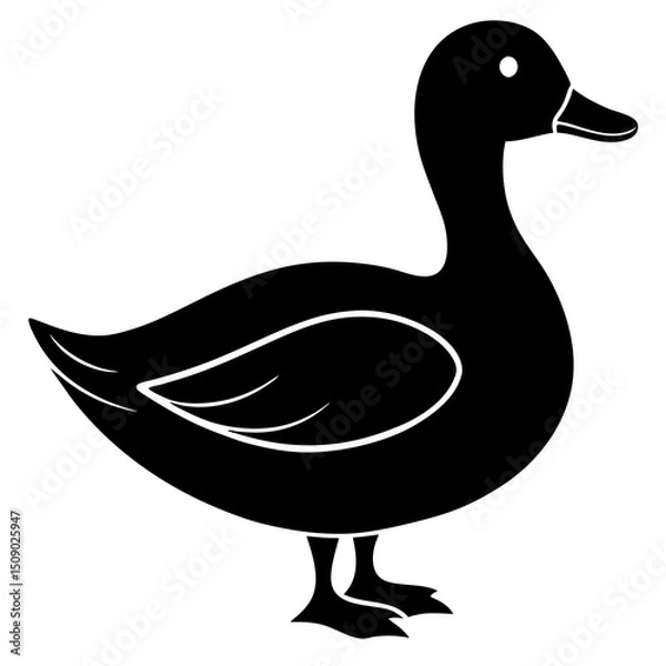 Fototapeta duck on a white background silhouette on a white background.
