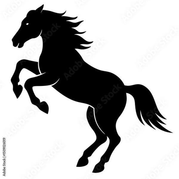 Obraz black horse jumping vector illustration on a white background.