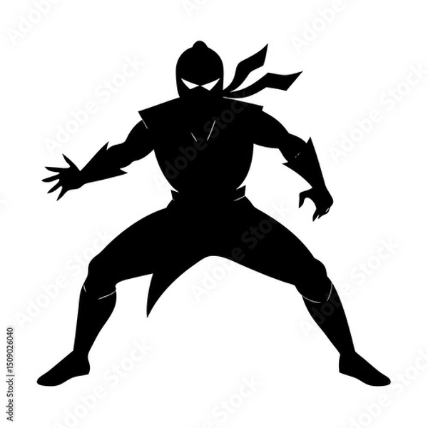 Fototapeta vector illustration of a ninja on a white background.