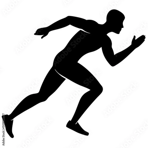 Fototapeta silhouette of a man running on a white background.