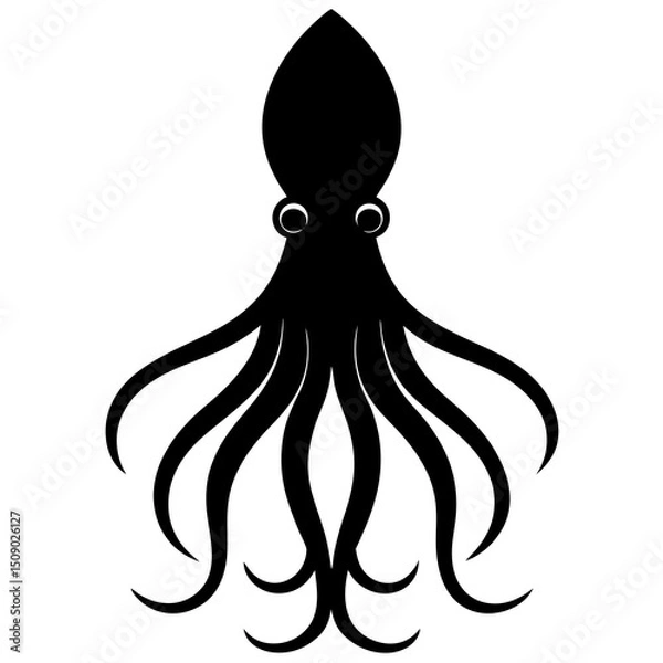 Fototapeta vector illustration of a squid fish on a white background.