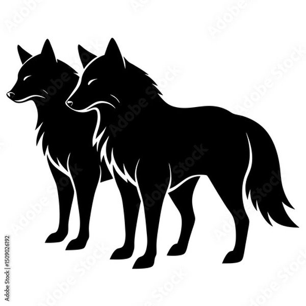 Fototapeta vector illustration of a wolfs on a white background.