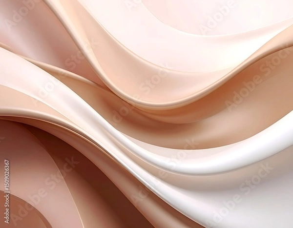 Fototapeta Smooth flowing curves of light beige and cream
