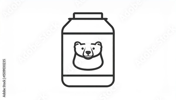 Fototapeta Simple Line Art Illustration Of A Jar With A Bear