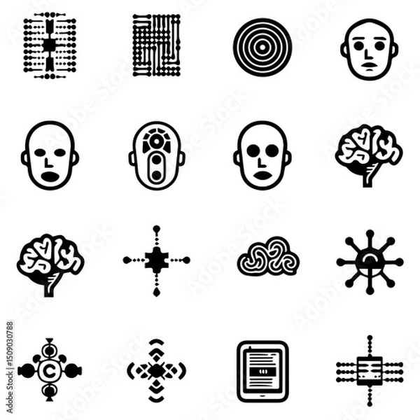 Fototapeta Abstract Icons and Symbols Representing Technology and Emotions
