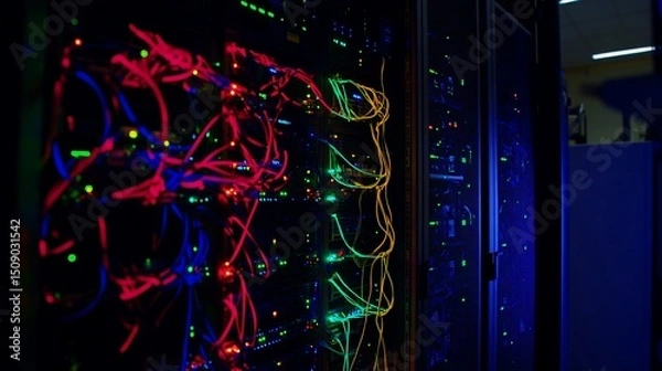 Obraz Illuminated Data Center: A Symphony of Network Cables