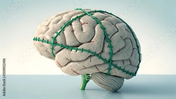 Obraz human brain with arms and legs on the shoulder