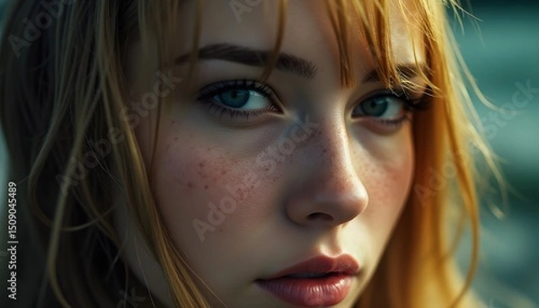 Fototapeta Realistic images of young beautiful women with a captivating look in very close-up as graphic elements for bold projects and as independent resources