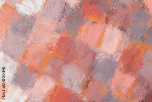 Obraz 秋冬用油絵抽象アート。斜めに配置された茶色・オレンジの四角を使った背景。ラフな筆跡