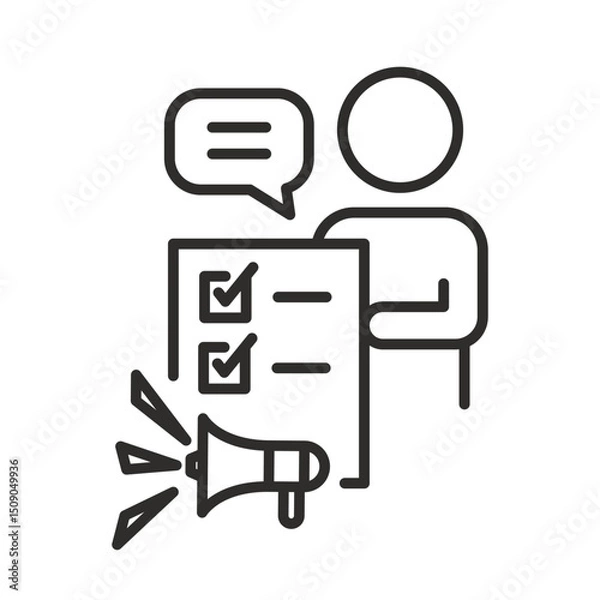 Fototapeta Survey with feedback icon. Customer evaluate. Line vector illustration. Online management symbol.