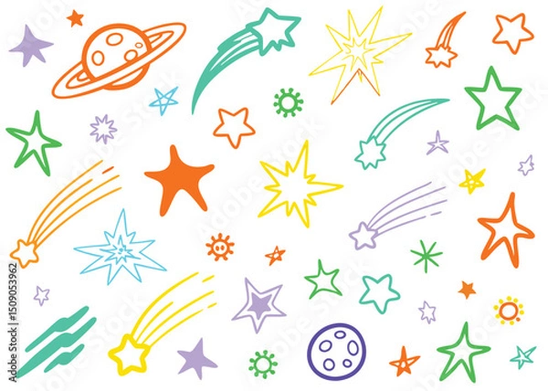 Fototapeta Seamless vector pattern design featuring colorful fish, stars, and sea nature illustrations