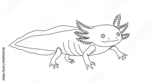 Fototapeta Axolotl Line Art
