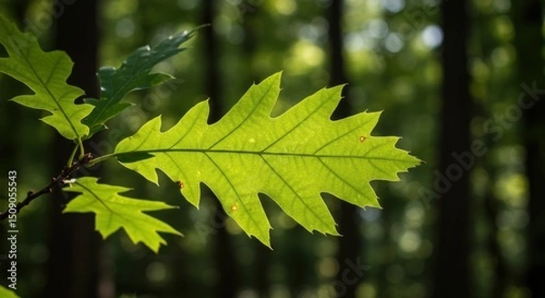 Obraz Green Oak Leaf in Forest