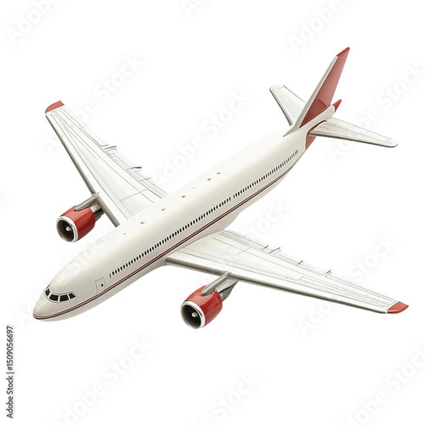 Fototapeta A streamlined passenger aircraft, a symbol of modern travel, soaring through the sky, highlighting the elegance of flight.