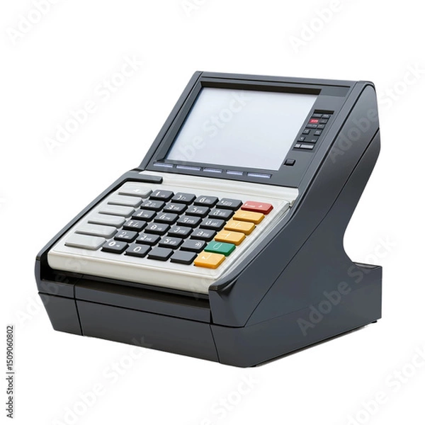 Fototapeta A close-up of a sleek and modern point-of-sale terminal, a central hub of transactions, it embodies the technological advancements in retail. 