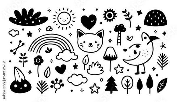 Fototapeta Vector Set of Classroom and Blackboard Icons