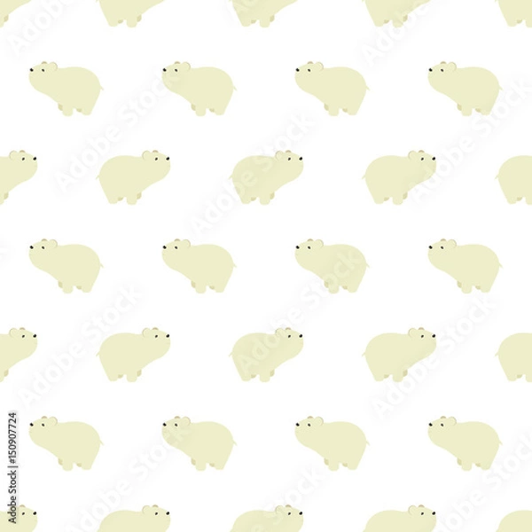 Fototapeta Seamless pattern with cute polar bears in simple cartoon style.