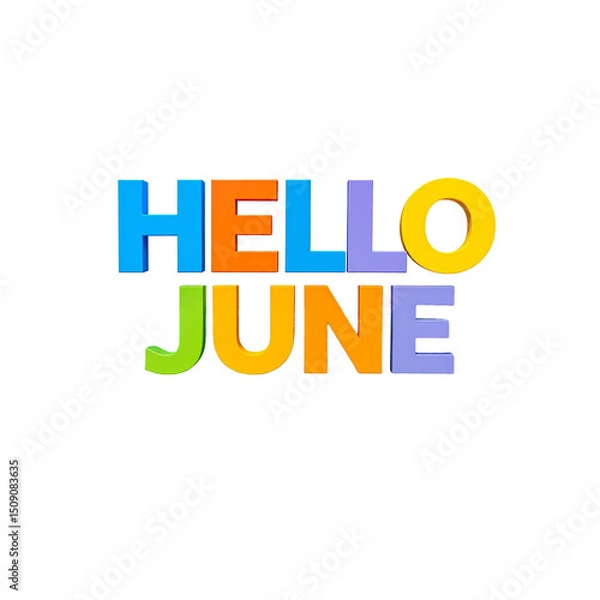Obraz Colorful Letters Saying Hello June with Ocean Waves Background